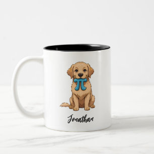 Pi-dag Hond Met Pi-symbool Gelukkige Pi-dag Tweekleurige Koffiemok