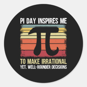 pi dag inspireert me om irrationele retro Wiskunde Ronde Sticker