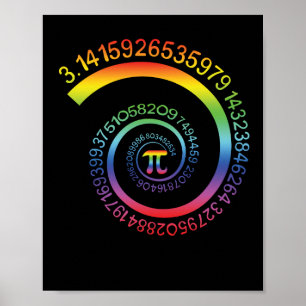 Pi-dag Shirt Spiral Pi Colour Numbers Onderwijsje Poster