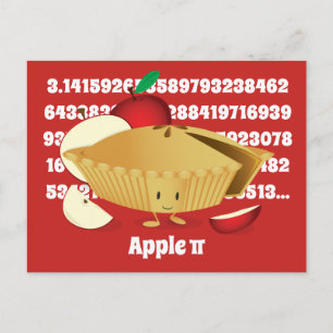 Pi Day Apple Pie Cartoon Character Numbers Briefkaart
