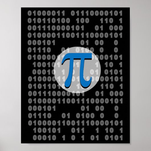 Pi Day ASCII Binaire Code 3.14 Pi Symbool Wiskunde Poster (Voorkant)