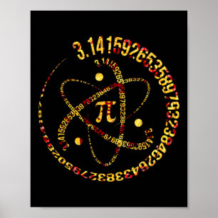 Pi Day Atom Pi 3.14 Wetenschap Wiskunde Liefhebber Poster