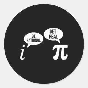 Pi Day Be Rational Get Real Funny Wiskunde Compare Ronde Sticker