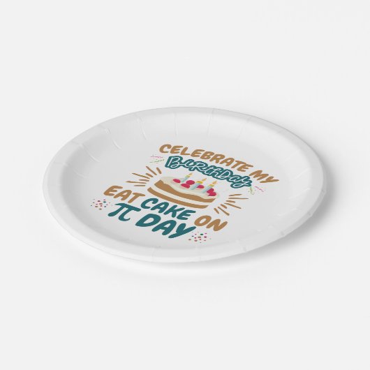 Pi Day Birthday Funny Eat Cake Papieren Bordje (Gekanteld)