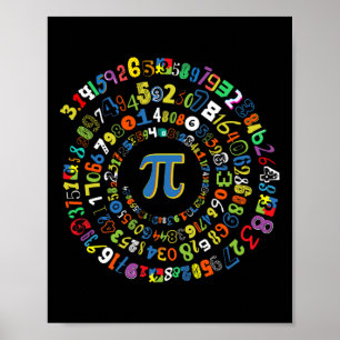 Pi Day Funny Spiral Wiskunde Geek Cool Mathematics Poster