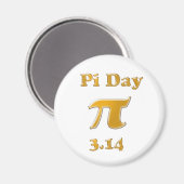 Pi Day Gold op White Magneet (Voorkant / Achterkant)