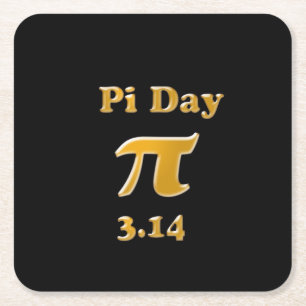 Pi Day Gold op zwart Vierkante Kartonnen Onderzetter