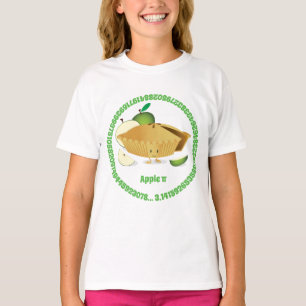 Pi Day Green Apple Pie Cartoon Character Numbers T-shirt