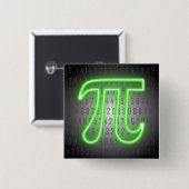 Pi Day Green Neon Vierkante Button 5,1 Cm (Voorkant /achterkant)