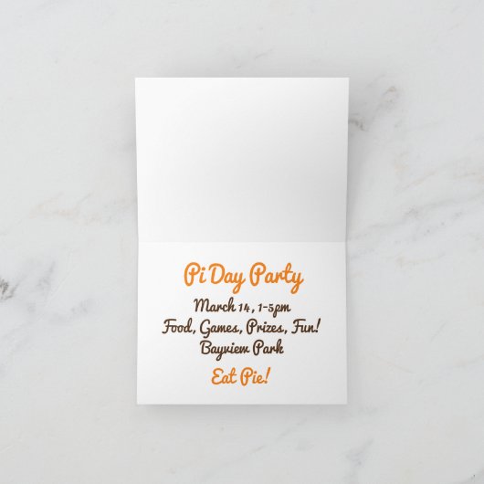 Pi Day, Mange Pie ! Invitation (Intérieur)