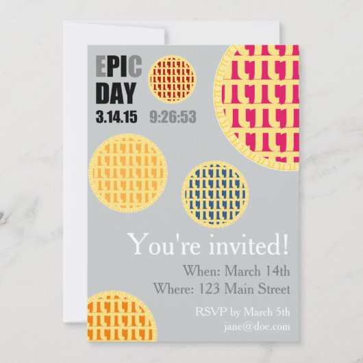 Pi Day Party Invitation Card - E*PI*C DAY 2015 (Devant)