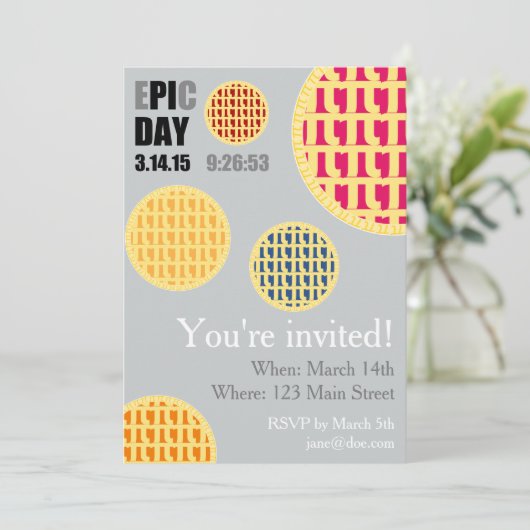 Pi Day Party Invitation Card - E*PI*C DAY 2015 (Debout devant)