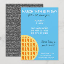 Pi Day Party Uitnodiging met Pi Cijfers op achterz