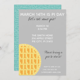 Pi Day Party Uitnodiging met Pi Cijfers op achterz
