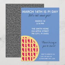 Pi Day Party Uitnodiging met Pi Cijfers op achterz