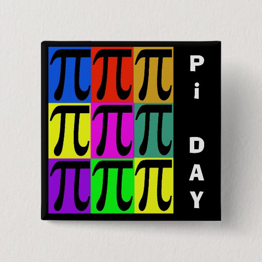 Pi Day Pop Art Pins Vierkante Button 5,1 Cm (Voorkant)