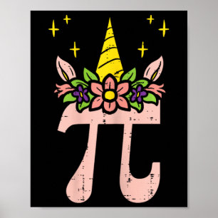 Pi Day Symbool Unicorn Head Cute 314 Wiskunde Pun Poster