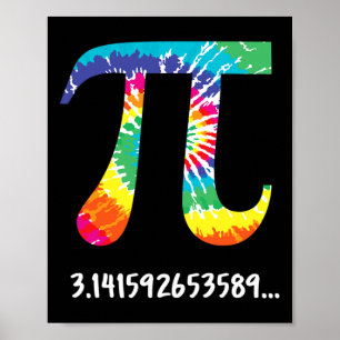 PI Day Tie Dye T Shirt voor Wiskunde Docent Natuur Poster