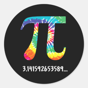 PI Day Tie Dye T Shirt voor Wiskunde Docent Natuur Ronde Sticker