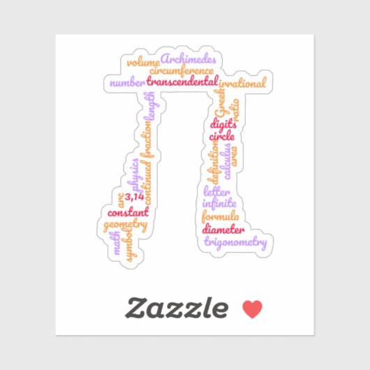 Pi Day Wiskunde Word Cloud Sticker (Vel)