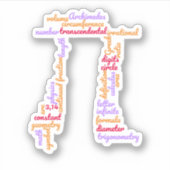 Pi Day Wiskunde Word Cloud Sticker (Voorkant)