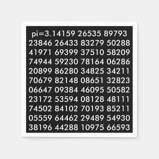 pi Digits Wiskunde Love pi= 3,14159 pi Day Black w Servet (Voorkant)