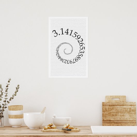 Pi et chiffres en spirale - Math Poster (Cuisine)