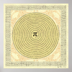 Pi in een Wiskunde van spiraalvormig ~ als kunst Poster