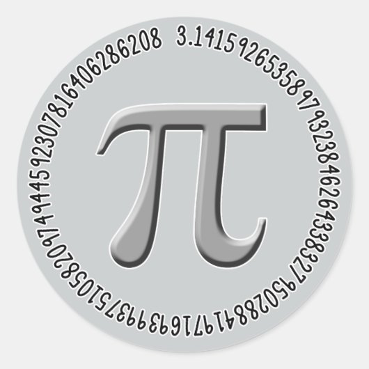 Pi in Silver Ronde Sticker (Voorkant)