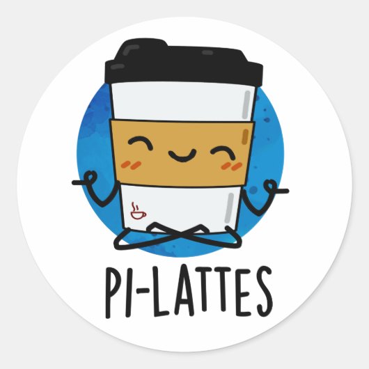 Pi-lattes Funny Latte Pilates Pun Ronde Sticker (Voorkant)