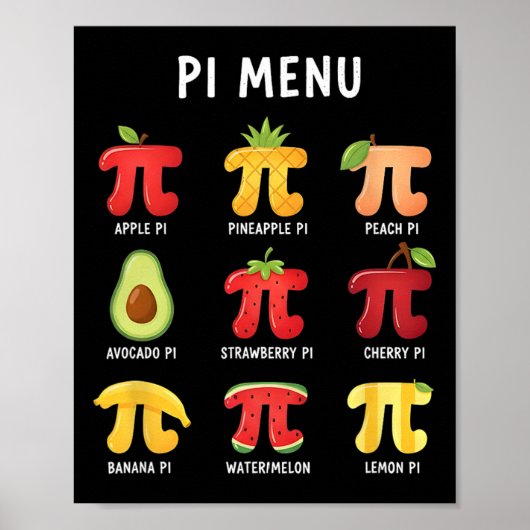 Pi Menu 3,14 Pi Nummer Symbool Wiskunde Docent Gra Poster (Voorkant)