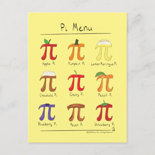 Pi Menu Cute Wiskunde Pi Day Briefkaart (Voorkant)