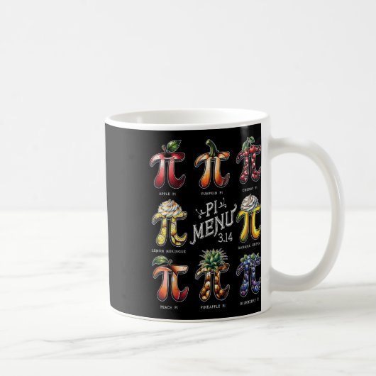 Pi Menu Pi Dag 3.14 Grappig Fruit Pie Menu Leraren Koffiemok (Rechts)