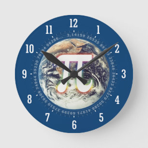 Pi Number on Earth   Wall Clock Ronde Klok