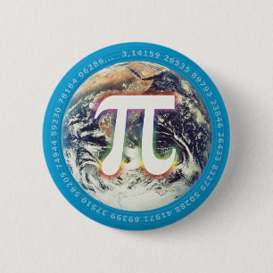 Pi-nummer op aarde - knop Wiskunde Ronde Button 5,7 Cm