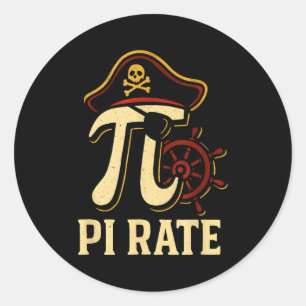 Pi Rate Grappige Wiskunde Piraat Pi Dag 3.14 Leraa Ronde Sticker
