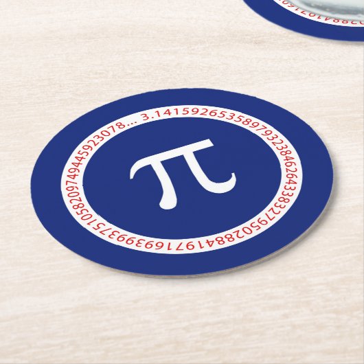 Pi Ring op Navy Blue Ronde Kartonnen Onderzetter (Gebogen)