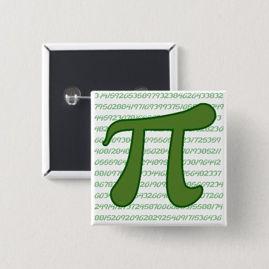 Pi Sequence Vierkante Button 5,1 Cm (Voorkant /achterkant)