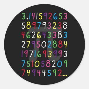 Pi Shirt Happy Pi Day Pi kleurnummers voor Wiskund Ronde Sticker
