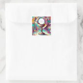 PI Stijl Eucharistische Communie Hostie en Kelk Vierkante Sticker (Tas)