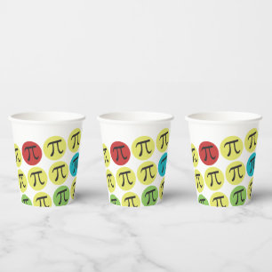 Pi-symbolen kleurrijke mod-papierbekertjes papieren bekers