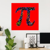 Pi Symbool Action Painting Splatter Poster (Thuiskantoor)