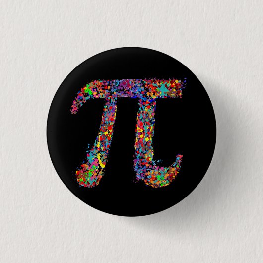 Pi Symbool Action Painting Splatter Ronde Button 3,2 Cm (Voorkant)