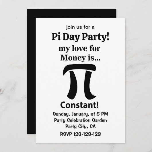 Pi Symbool Grappig Mijn liefde voor geld is Pi Sym Kaart (Voorkant / Achterkant)