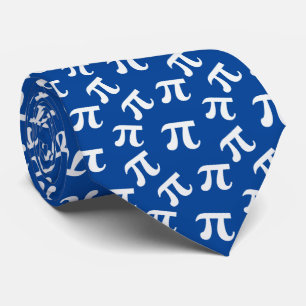 Pi Symbool Pattern Blue White Modern Stropdas