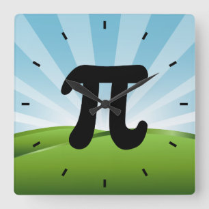 PI symbool wandklok Vierkante Klok