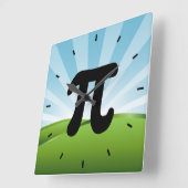 PI symbool wandklok Vierkante Klok (Hoek)