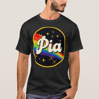 Pia regenboog in ruimte stijl t-shirt