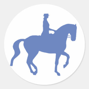 Piaffe Dressuur Paard en ruiter (blauw) Ronde Sticker