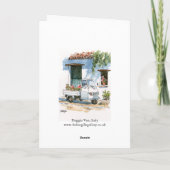 Piaggio et géraniums - carte de voeux (Dos)